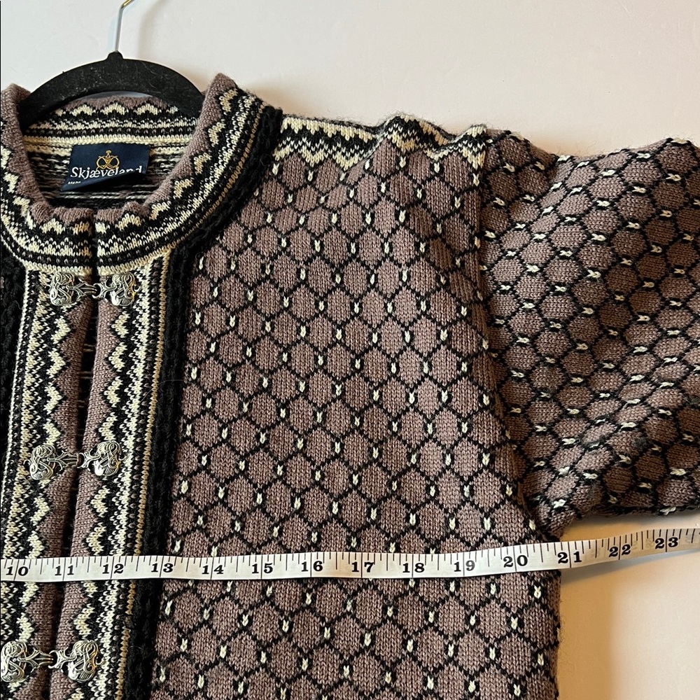 Skjaeveland Norwegian Telemark Style Pure New Wool Knit Cardigan PinkBrown M EUC - Picture 4 of 8
